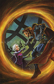 Cover of Doctor Strange 2025 Issue #6 - Doctor Strange reaches through a glowing portal, trying to grasp the hand of a white-haired woman wearing the dark, twisting robes of a sorcerer. She appears worried, but relieved to see Strange.